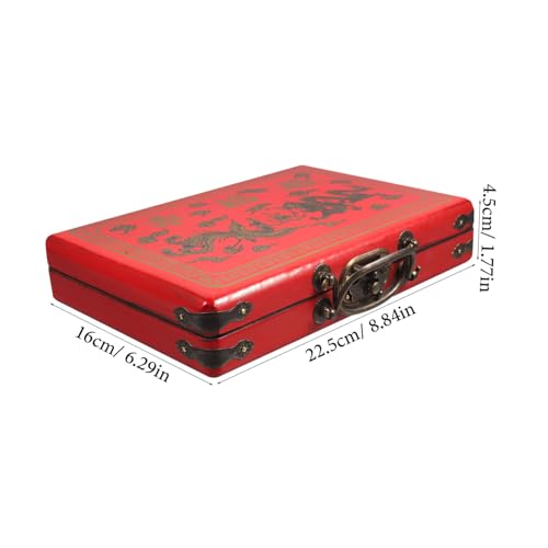 TOBBOMEY Praktische Mahjong aufbewahrungsbox aus Robustem Holz mit Vintage Design und Tragegriff Vielseitiger Organizer für Mahjong und Kleinteile Modische Geschenk Holzbox mit Sicherem von TOBBOMEY