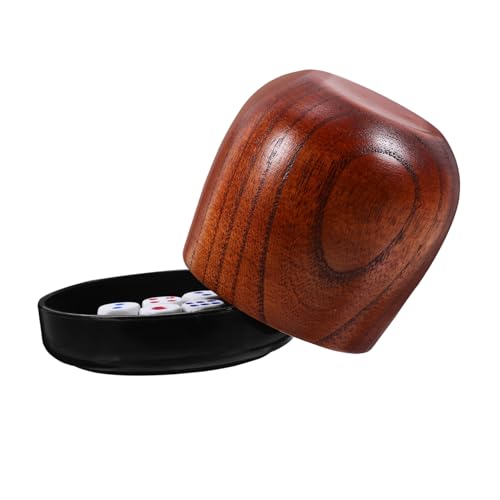 TOBBOMEY Professioneller Würfelbecher aus Massivem Holz mit Kleinen Würfeln Stoßfestes Dice Shaker Set für Brettspiele und Rollenspiele Glatte Oberfläche Langlebiges Würfelspiel Zubehör von TOBBOMEY