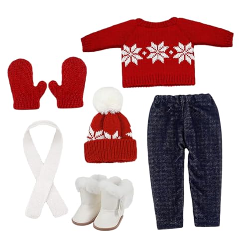 TOBBOMEY Puppen Weihnachtskostüm aus Baumwolle Winterliches Outfit mit Pullover Hose Mütze Handschuhen Schuhen und Schal Weiche DIY Puppenkleidung für Festtagsdeko TOBBOMEY Puppen Weihnachtskostüm aus Baumwolle Winterliches Outfit mit Pullover Hose Mütze Handschuhen Schuhen und Schal Weiche DIY Puppenkleidung für Festtagsdeko von TOBBOMEY