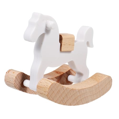 TOBBOMEY Puppenhaus Schaukelstuhl Dekoration Miniatur Puppenhaus Möbel Puppenhaus Möbel Schaukelpferd Holz Schaukelpferd Mini Puppenhaus Möbel Mini Schaukelstuhl von TOBBOMEY
