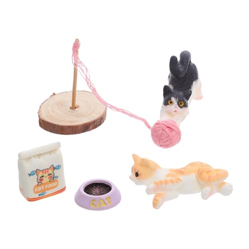 TOBBOMEY Puppenhaus Set Dekoration Katzenspielzeug Outdoor Katze Minifiguren Tier Puppenhaus Miniaturkatze Für Szenenmodell Kleine von TOBBOMEY