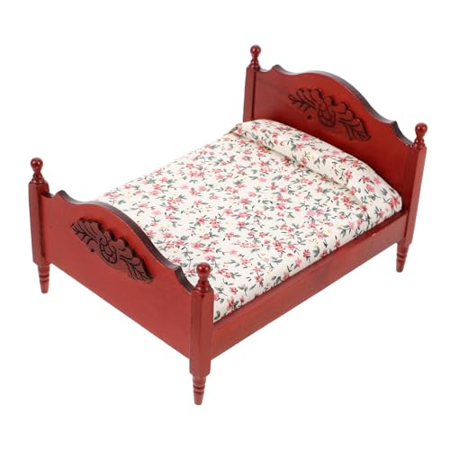 TOBBOMEY Puppenhausbett, Puppenhausfenster, Miniatur Schlafzimmermöbel, My Fancy Life Mini Puppenhausmöbel, Puppenhaus Doppelbett, Puppenhaus Miniaturschrank, Puppenhaus Wohnzimmermöbel von TOBBOMEY