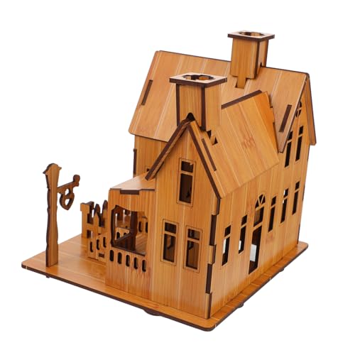 TOBBOMEY Puzzle Hausmodell aus Holz DIY Bausatz für Erwachsene Pädagogisches Lernspielzeug Kreatives Villa Puzzle Handgefertigtes Montessori für Konzentration und Geschicklichkeit von TOBBOMEY