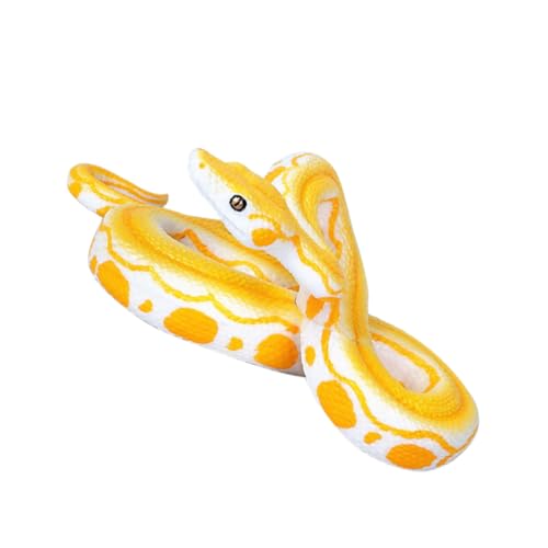 TOBBOMEY Realistische Gelbe Boa Schlangenfigur aus Hochwertigem Beweglich Weiches Material Schlangenspielzeug und Gruselige Dekoration für Halloween und April Fools Party von TOBBOMEY