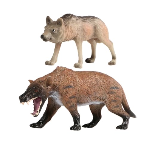TOBBOMEY Realistische Wolf Figur Handgefertigt Tiermodell Deko Ornament für Zuhause Büro Fotorequisite Pädagogisches von TOBBOMEY