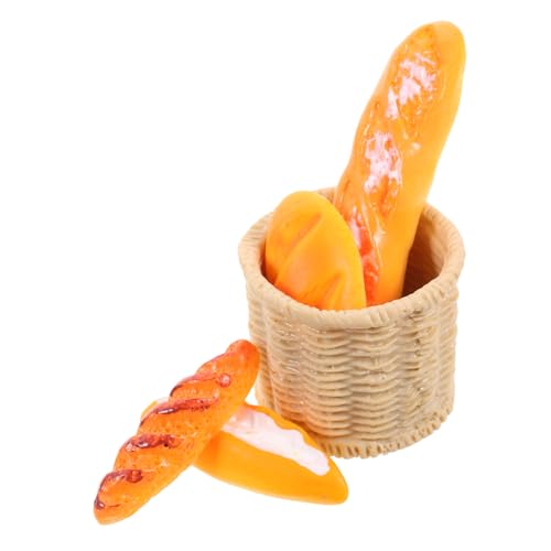 TOBBOMEY Realistisches Mini-Brot Modell aus Resin mit Korb Künstliches Brot für Puppenhaus Detailgetreue Dekoration und Fotorequisite Langlebig und Vielseitig für Mini Bäckerei von TOBBOMEY