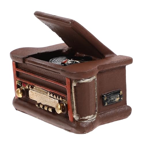 TOBBOMEY Retro Miniatur Plattenspieler Vintage Puppenhaus Zubehör Miniaturmöbel Dekoration Fotorequisite für Miniaturhaus Puppenhaus Zubehör von TOBBOMEY