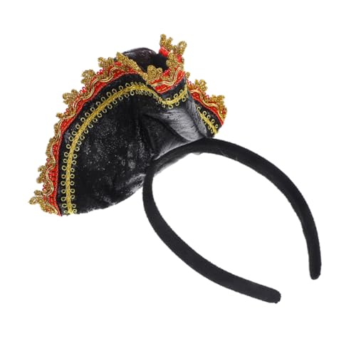 TOBBOMEY Roter Piratenhut mit Goldenen Akzenten Cosplay Haarschmuck für Erwachsene für Halloween Festlichkeiten und Aufführungen von TOBBOMEY