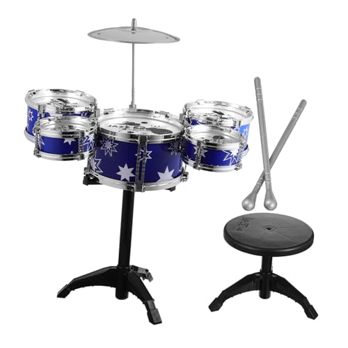 TOBBOMEY Schlagzeug Set mit Trommeln und Hocker Jazz Percussion Kit für Anfänger Kleinkinder Komplettes Musikinstrument für Jungen und Mädchen zur Musikalischer Fähigkeiten von TOBBOMEY
