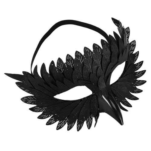 TOBBOMEY Schwarze Halbgesichts Eulen Maske für Damen Handgefertigte Tier Masquerade Maske Leichter Vogelschmuck für Halloween Karneval Themenparty und Maskenball von TOBBOMEY