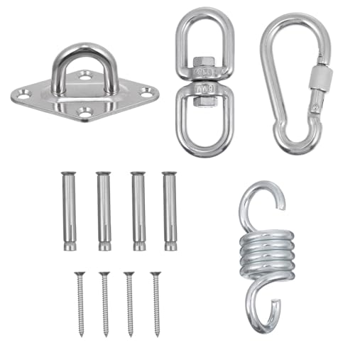 TOBBOMEY Schwerlast Metallhaken Set mit Feder und Drehwirbel für Hängematten und Schaukeln Belastbar Lb Geeignet für Holz Betondecken Robustes Outdoor Zubehör für Fitness und Garten von TOBBOMEY