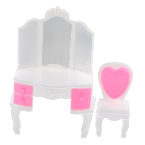 TOBBOMEY Simulations Puppenhaus Möbel Set Mädchen Schminktisch mit Stuhl Miniatur Spielset Kreativität Rollenspiel und Feinmotorik für Vorschulkinder von TOBBOMEY