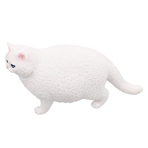 TOBBOMEY Simulations-katzenmodell Katzenskulptur Simulationskatzenfigur Spielzeugkatze Kleine Katzenfigur Katzenverzierung Katzendekoration Simulation Von Tierfiguren Plastik Weiß von TOBBOMEY