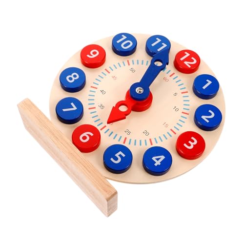 TOBBOMEY Simulierte Holzlern Uhr für Farbenfrohe Zahlen Lernspielzeug Zeitverständnis Pädagogisches für Grundschüler Sicher Robust Praktisch von TOBBOMEY