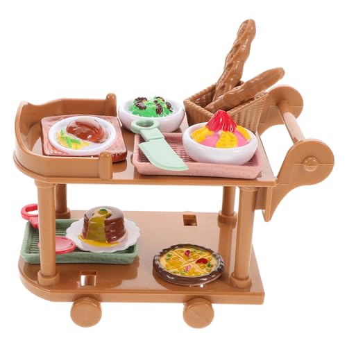 TOBBOMEY Simuliertes Speisewagenspielzeug, Miniaturmöbel, Mini Puppenhauszubehör, Kleiner Küchenwagen Mit Rädern, Puppenhaus Rollwagen, Mini Trolley Modell, Kinder Imbisswagen Spielset, TOBBOMEY Simuliertes Speisewagenspielzeug, Miniaturmöbel, Mini Puppenhauszubehör, Kleiner Küchenwagen Mit Rädern, Puppenhaus Rollwagen, Mini Trolley Modell, Kinder Imbisswagen Spielset, von TOBBOMEY