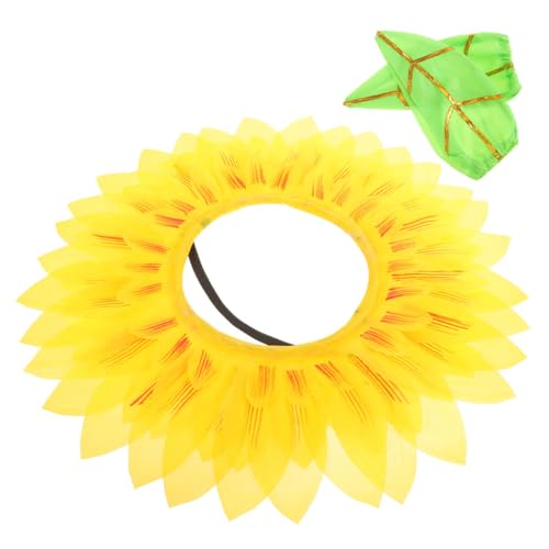 TOBBOMEY Sonnenblumen headgear Set mit Handschuhen Leichte Kopfbedeckung für Karneval Party Tanz und Fasching Komfortabel Praktisch Lebendige Sonnenblumen Deko für Festliche Anlässe von TOBBOMEY