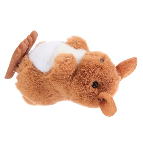 TOBBOMEY Springendes Plüschkänguru Kit Fleece-Hausschuhe Plüschtiere Kinderbrille Kaninchenfrösche Pelzige Hausschuhe Kleinkindspielzeug Plastik Light Brown von TOBBOMEY