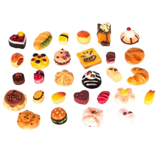 TOBBOMEY Teiliges Miniatur Dessert Modell Set Realistisch Gestaltetes Farbenfrohes Essen für Puppenhaus Detailreiche Fake Kuchen und Snacks Dekorations und Spielset von TOBBOMEY