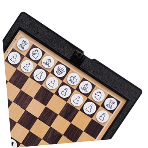 TOBBOMEY Tragbares Faltbares Schach Damespiel aus Dünnem Leder Magnetisch Leicht Kompakt für Reisen Familie und Erwachsene Praktisches Reisespiel für Unterwegs von TOBBOMEY