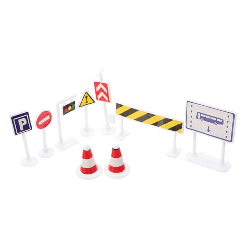 TOBBOMEY Verkehrsschilder Spielset aus Robustem Kunststoff Bunte Miniatur Straßenschilder und Ampeln Pädagogisches zur Verkehrsregeln Vermittlung und Verkehrssicherheit von TOBBOMEY