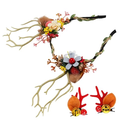 TOBBOMEY Verstellbares Rentiergeweih Stirnband mit Haarclips Realistische Hirschgeweihe Haarschmuck für Weihnachten Halloween Cosplay Party und Festliche Kostüme TOBBOMEY Verstellbares Rentiergeweih Stirnband mit Haarclips Realistische Hirschgeweihe Haarschmuck für Weihnachten Halloween Cosplay Party und Festliche Kostüme von TOBBOMEY