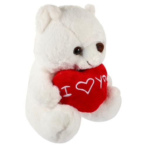TOBBOMEY Weißer Plüsch teddybär mit Herz Kuscheliges Stofftier Weiches Liebhaber zum Umarmen und Dekorieren von Schlafzimmer und Sofa von TOBBOMEY