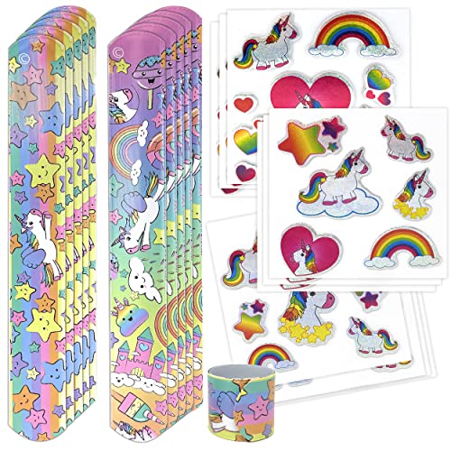 Einhorn Schnapparmband Sticker Set - Knickarmbänder und Aufkleber Unicorn 10er Set | Klatscharmband für Mädchen Kindergeburtstag Mitgebsel | Armband als Kinderparty Giveaway Gastgeschenk (10x Einhorn) Einhorn Schnapparmband Sticker Set - Knickarmbänder und Aufkleber Unicorn 10er Set | Klatscharmband für Mädchen Kindergeburtstag Mitgebsel | Armband als Kinderparty Giveaway Gastgeschenk (10x Einhorn) von TOBJA