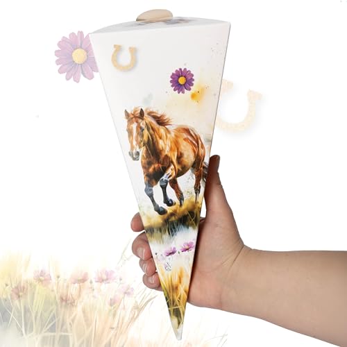 TOBJA Mini Schultüte für Geschwister Pferde Design, Zuckertüte Mädchen, perfekt für Süßigkeiten | Kleine Pferd Schultüte für Schwester TOBJA Mini Schultüte für Geschwister Pferde Design, Zuckertüte Mädchen, perfekt für Süßigkeiten | Kleine Pferd Schultüte für Schwester von TOBJA