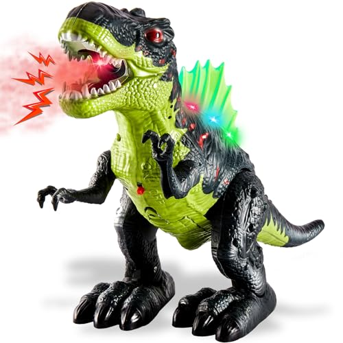 TOEY PLAY T-Rex Dinosaurier Figuren, Dinosaurier Spielzeug mit Sprühen, Gehen, Lichtern und Brüllen, Geschenke für Kinder Jungen Mädchen 3 4 5 Jahre von TOEY PLAY