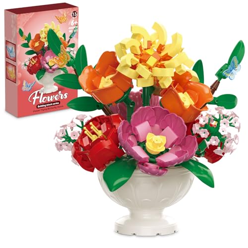 TOFFCAEA Bonsai-Bausteine Sonnenblumen, Blumen Bauspielzeugset, Künstliche Pflanzen Bauset, Home und Zimmer Deko, Geschenkideefür Erwachsene (Blütenpracht) von TOFFCAEA