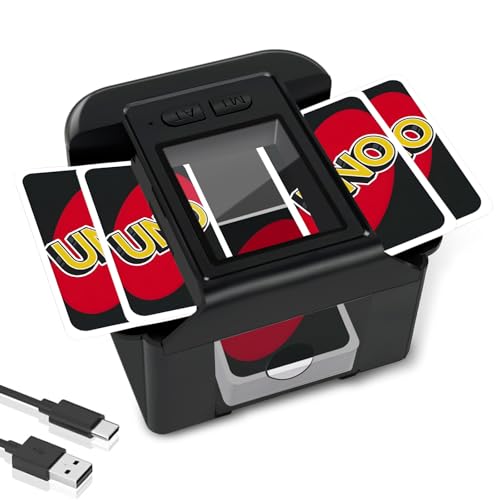 TOFFCAEA automatischer Kartenmischer, mit 2000mAh wiederaufladbarer eingebauter Batterie für 2 Kartensätze, für Kartenspiele, Texas Hold'em, Poker, Heimkartenspiele, Blackjack (Schwarz) von TOFFCAEA