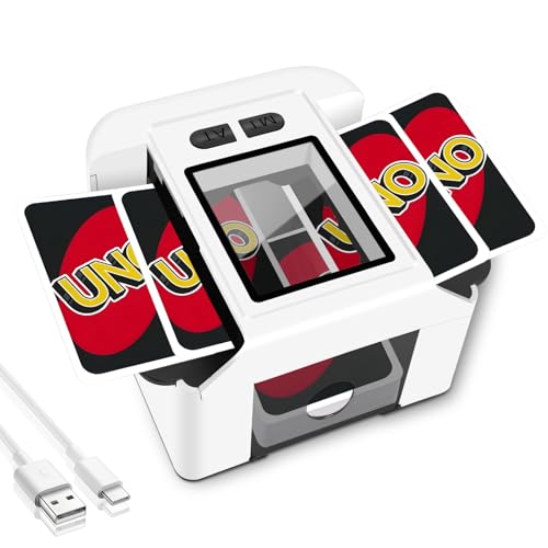 TOFFCAEA automatischer Kartenmischer, mit 2000mAh wiederaufladbarer eingebauter Batterie für 2 Kartensätze, für Kartenspiele, Texas Hold'em, Poker, Heimkartenspiele, Blackjack (Weiß) von TOFFCAEA