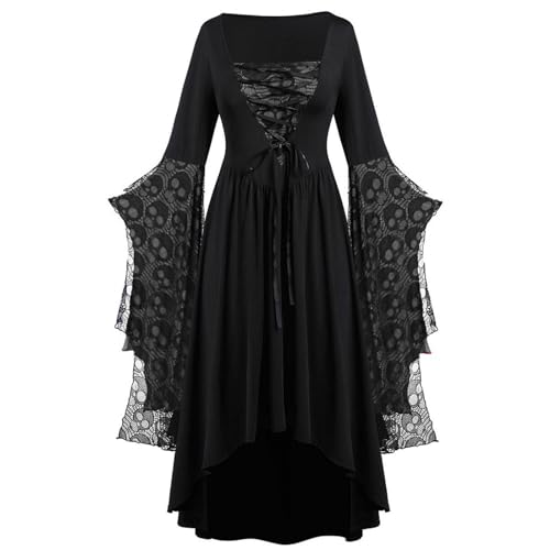 Brautkleid Halloween Halloweenkostüm Hexenkostüm Costume Dress Kostüme Kleider Mittelalter Vampire Vampirkostüm Y2k Clothes Gruselig Hexe Lang Damen Langarm Gruselige Halloween Kostüme Hellgrau S von TOFOTL