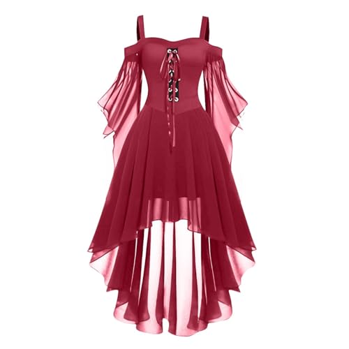 Dämon Kostüm Hexe Scary Teufel Clothes Festival Steam Punk Kleidung Damen Grusel Spinnenkostüm Vampire Kostum Hochzeitskleid Kürbiskostüm Wizard Vampire Kostüm Damen Tiefrot M von TOFOTL