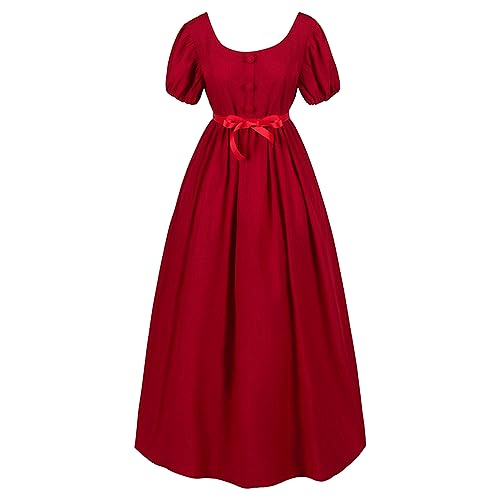 Halloween Costume Women Mittelalter Frauen Kostüm Damen Horror Hexe Hexenkostüm Tag Der Toten Kostüm Geist Halloween Kleid Prinzessin Fledermaus Kostüm Damen Rot M von TOFOTL