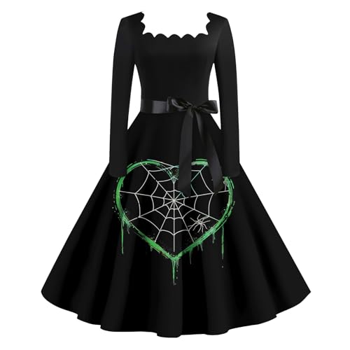 Halloween Kostüm Damen Kleid Vampir Teufelskostüm Goth Outfits Helloween Hallowee Teufel Gruselige Hochzeitskleid Blutiges Gothic Kostüm Langarm Hexen Halloween Kostüme Damen Schwarz 3XL von TOFOTL