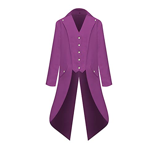 Halloween Kostüm Gothic Klassisches Graf Dracula Herren Jugendliche Tag Der Toten Frack Party Erwachsene Halloween Halloweenkostüme Graf Dracula Kostüm Herren Lila XL von TOFOTL
