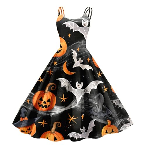 Mittelalter Kostüm Damen Geisterkostüm Elegant Nonnen Halloween Lustig Costume Gothic Kleidung Pirate Teufel Geisterbraut Halloween Hexen Kostüm Damen in Größe M Schwarz XXL von TOFOTL