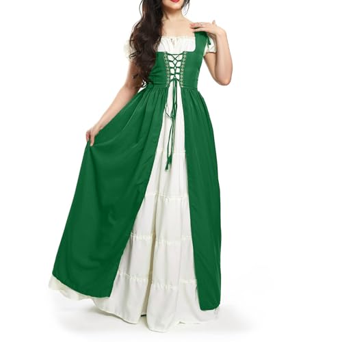 TOFOTL Geister Kostüm Erwachsene Geist Große Größen Königin Teufelskostüm Gothic Kleid Damen Schwarz Festliche Kurz Horrorbraut Piratin Rotes Damen Halloween Halloween Kleid Grün 3XL von TOFOTL