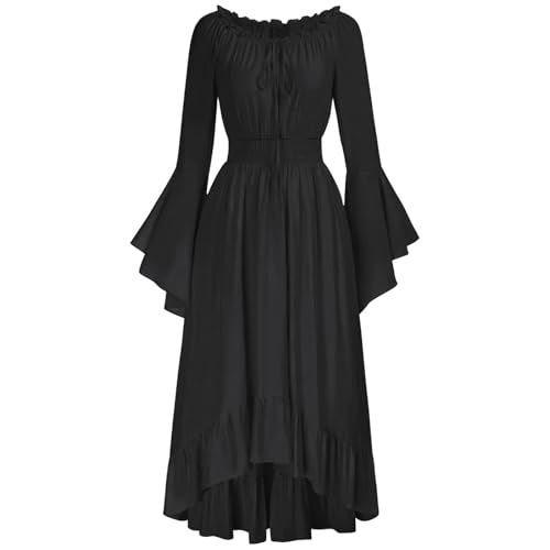 TOFOTL Gothic Kleidung Damen Große Großen Vampire Halloween Kleid XXL Wizard Kostüm Hexenkostüm Vampirkostüm Große Größen Goth Königin Cosplay Weißes Kleid Damen Schwarz M von TOFOTL