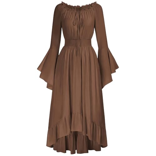 TOFOTL Gothic Kleidung Damen Übergröße Mittelalter Goth Halloween Kostüm Paar Spinne Kostum Große Größen Schwarzes Kleid Warm Teufelkostüm Halloween Hexen Kostüm Damen Braun XL von TOFOTL