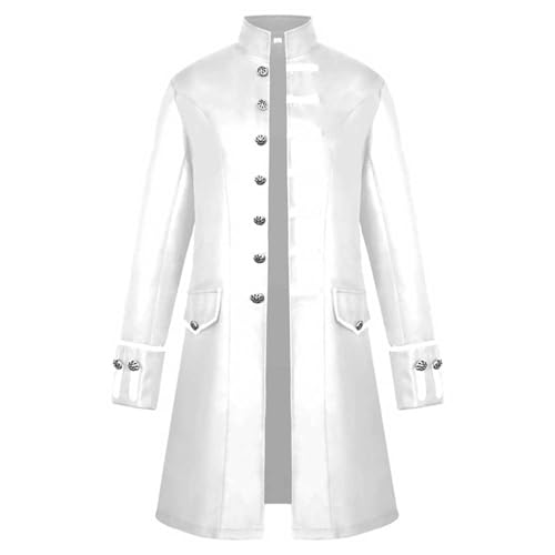 TOFOTL Gothic Mantel Herren Klassisches Jugendliche Hallowen Dracula Steampunk Halloweenkostüme Dracula Kostüm Gothic Frack Erwachsene Elegant Halloween Kostüm Herren Lustig Weiß S von TOFOTL