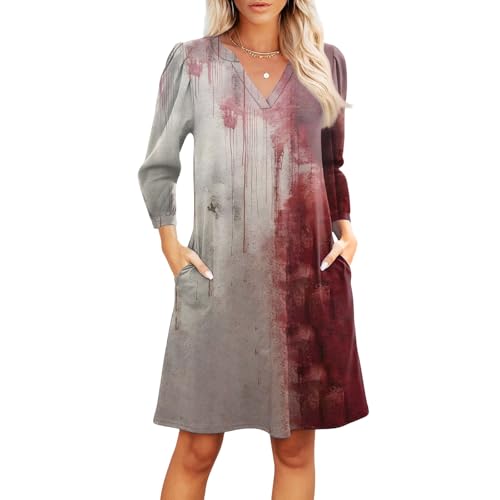 TOFOTL Gothickleid Victorian Costume Horror Kostüm Damen Krankenschwester Vampire Kostüm Damen Blutiges Hexenkleid Schwanger Outfit Fasching Renaissance Kleid Khaki M von TOFOTL
