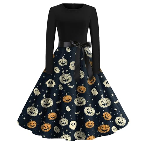 TOFOTL Gothickleidung Damen Vampir Kostüm Frauen Kleidung Vintage Braut Mittelalter Maxikleid Halloween Kostüm Nonne Damen Halloweenkostüme Costumes Zauberer Brautkleid Halloween Marine XL von TOFOTL