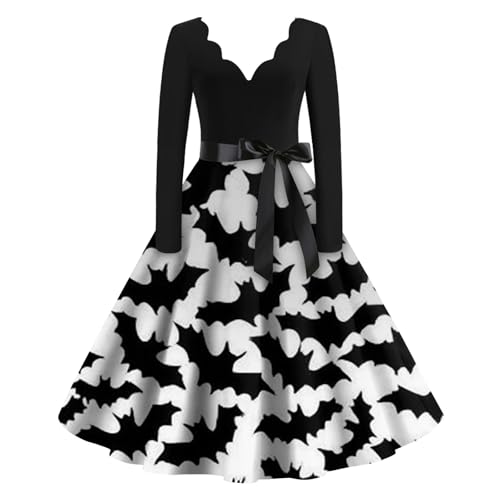 TOFOTL Halloween Kostüm Damen Große Größen Pirate Renaissance Kleid Kostum Vampir Kleid Hexenkleid Spitzenkleid Dämon Spinne Halloween-kostüm Scary Schwarzes Hexenkleid Damen Schwarz XXL von TOFOTL