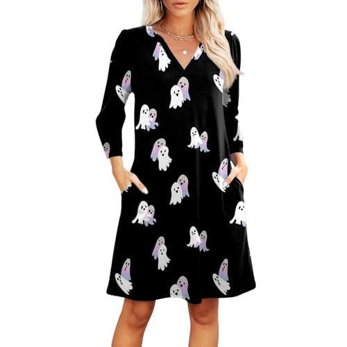 TOFOTL Halloween Kostüm Damen Hexe Geisterkostüm Vintage Kleider Festlich Kostum Schwarzes Kleid Faschingskostüme Pirate Königin Kleidung Kürbis Geisterbraut Halloween Kostüm Damen Clown Schwarz M von TOFOTL
