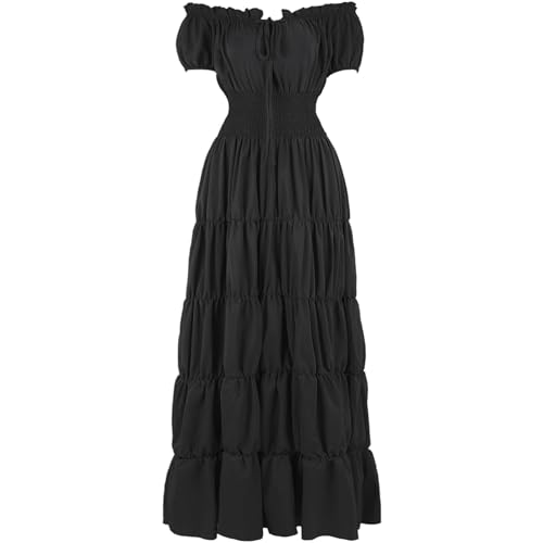TOFOTL Halloween Kostüm Damen Hexe Karnevalskostüm Mittelalter Halloweenkostüm Malefiz Geisterbraut Fledermaus Spinnen Kostüm Pirat Damen Hexen Clothes Schwarzes Kleid Kurz Schwarz XXL von TOFOTL