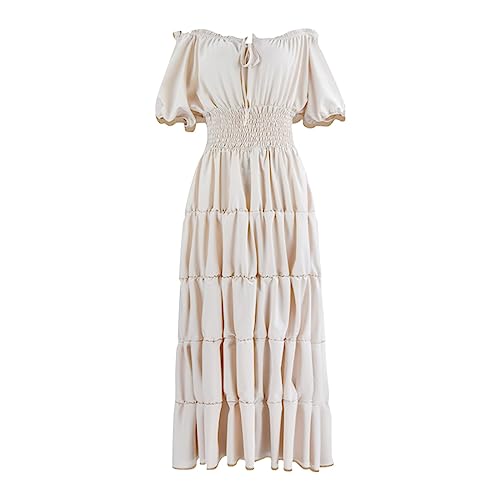 TOFOTL Halloween Kostüm Damen Vampir Clothes Mittelalter Kleid Outfits Halloweenkostüm Spinnenkostüm Halloween Paar Coole Spitzenkleid Goth Gothic Kleidung Damen Rock Beige M von TOFOTL