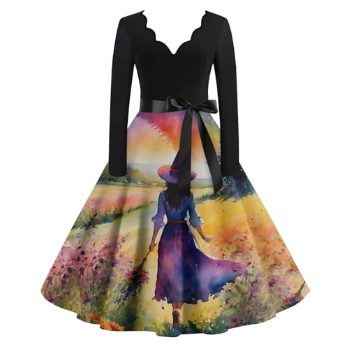 TOFOTL Halloween Kostüm Damen Halloweenkostüme Brautkleid Geist Renaissance Mittelalter Marry Goth Mittelalter Kleidung Damen Kurz Pirat Kostüm Vampir Gothic Kleid Gold L von TOFOTL