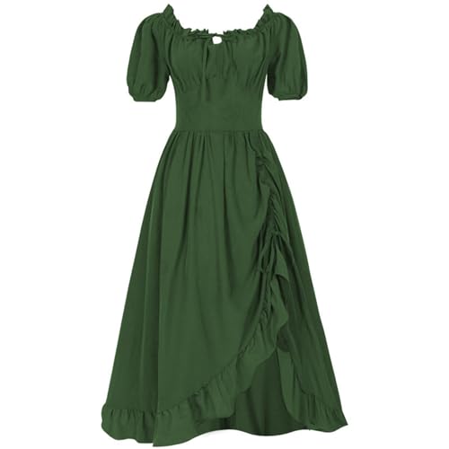 TOFOTL Hexenkostüm Damen Kostüm Skelett Halloween-kostüm Dämon Hallowee Horrorbraut Goth Mittelalter Kleidung Kurz Vampier Karnevalskostüm Kleid Mittelalter Damen Grün XL von TOFOTL